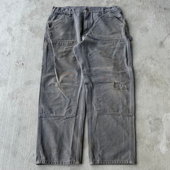 Vintage Y2K Carhartt gray double knee work wear carpenter pants - Picture 1 of 7